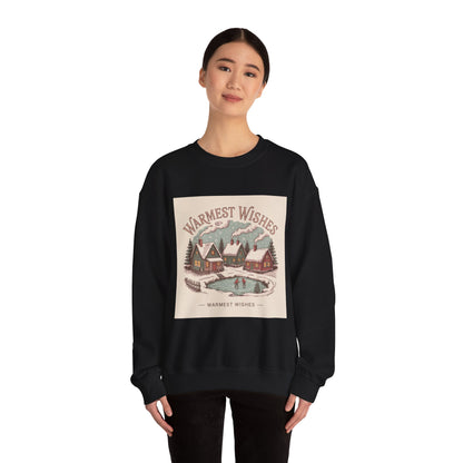 Warmest Wishes vintage Christmas postcard Crewneck Sweatshirt | retro holiday card design