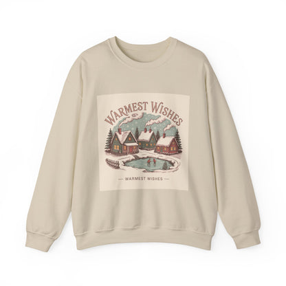 Warmest Wishes vintage Christmas postcard Crewneck Sweatshirt | retro holiday card design