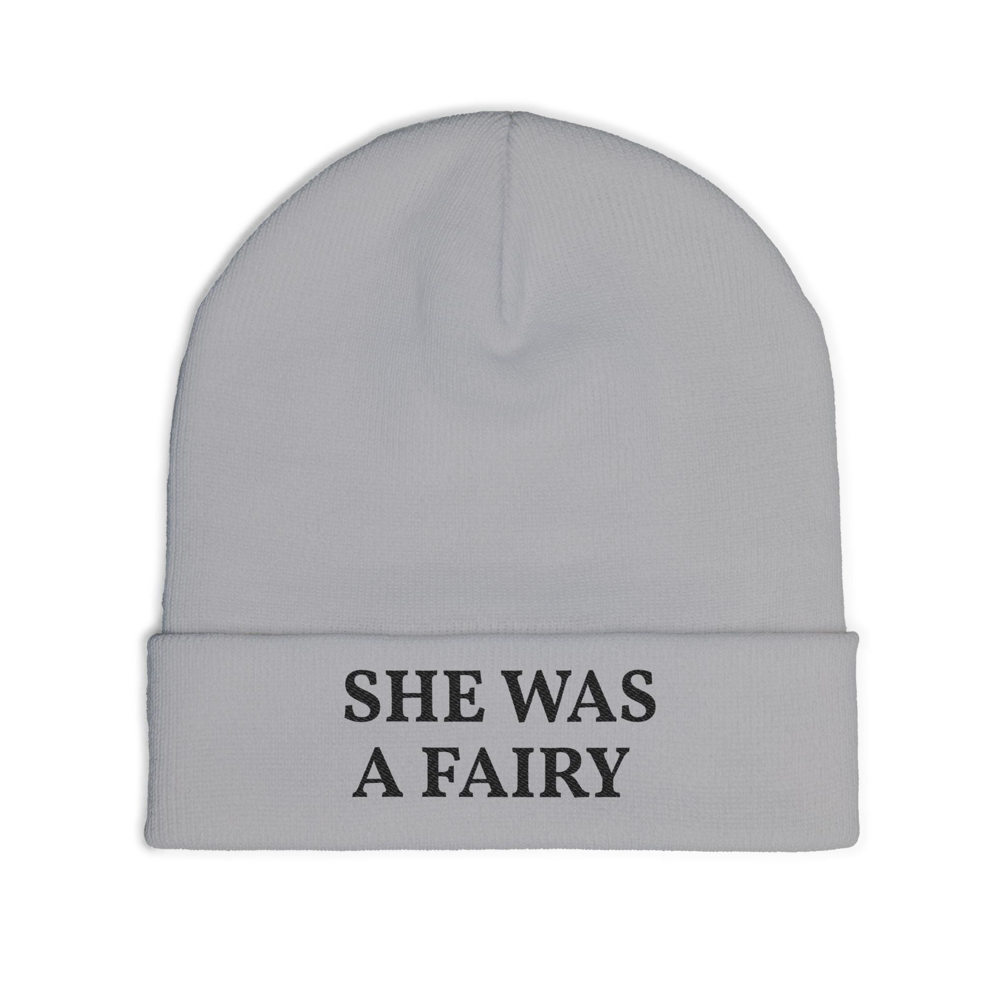 Embroidered 'She Was A Fairy' Knit Beanie — Cozy Feminine Winter Hat