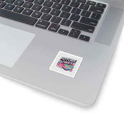 Future Vibes Sticker | Y2K Cyber Holo, chrome text kiss-cut
