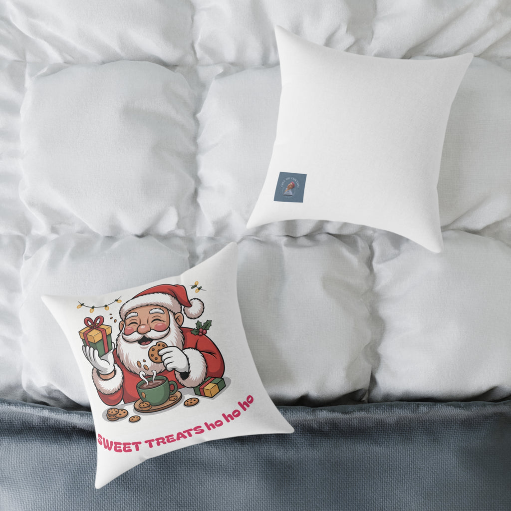Santa Cookie and Cocoa Square Poly Canvas Pillow | Christmas Decor