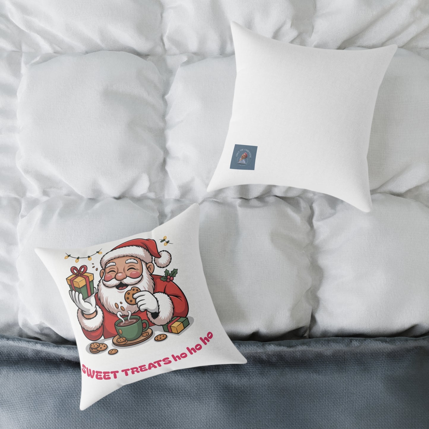 Santa Cookie and Cocoa Square Poly Canvas Pillow | Christmas Decor