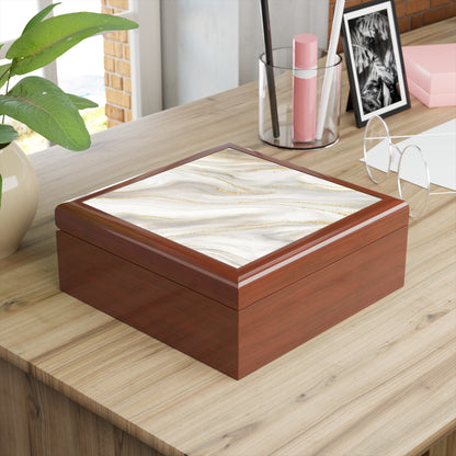 Elegant Marble Jewelry Box with Gold Accents