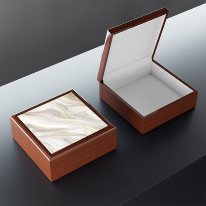 Elegant Marble Jewelry Box with Gold Accents