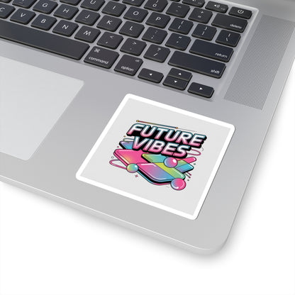 Future Vibes Sticker | Y2K Cyber Holo, chrome text kiss-cut