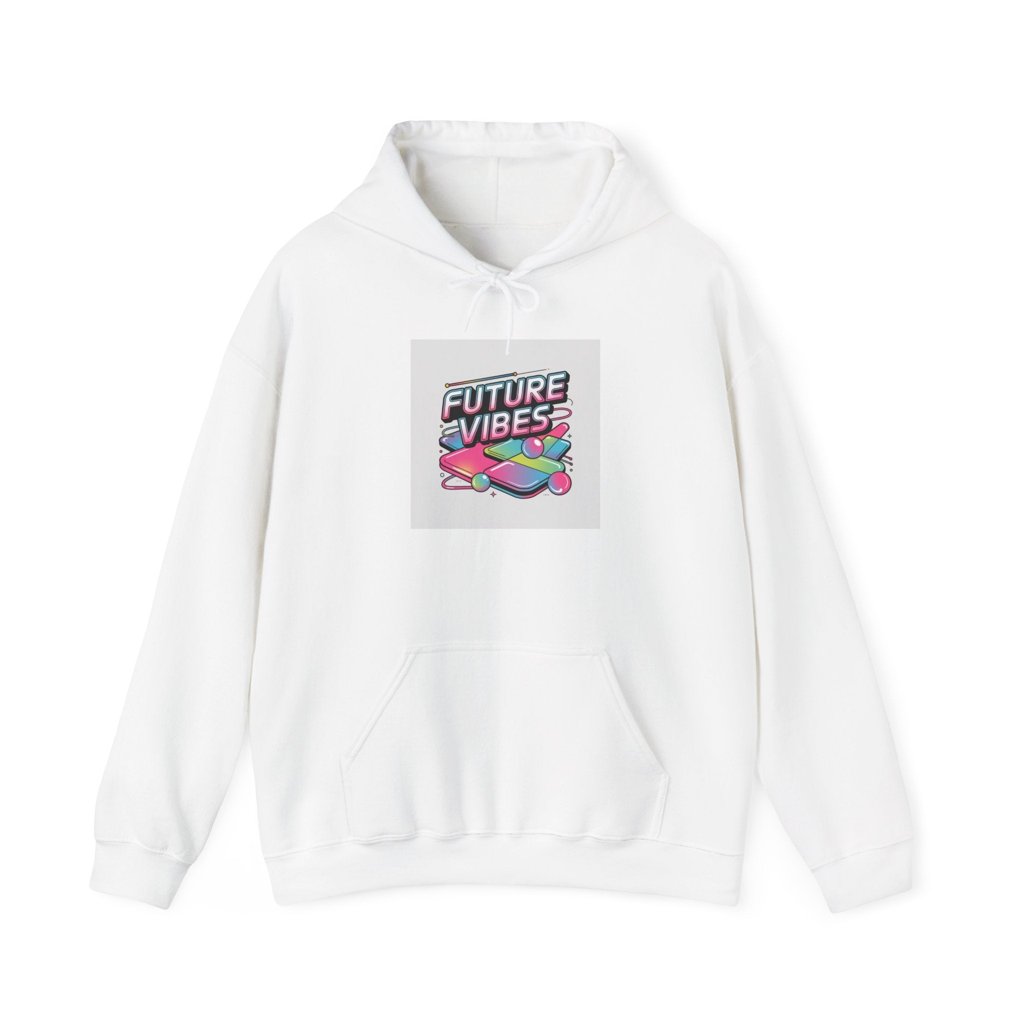Future Vibes chrome logo Hoodie | Y2K cyber holo aesthetic, retro tech print