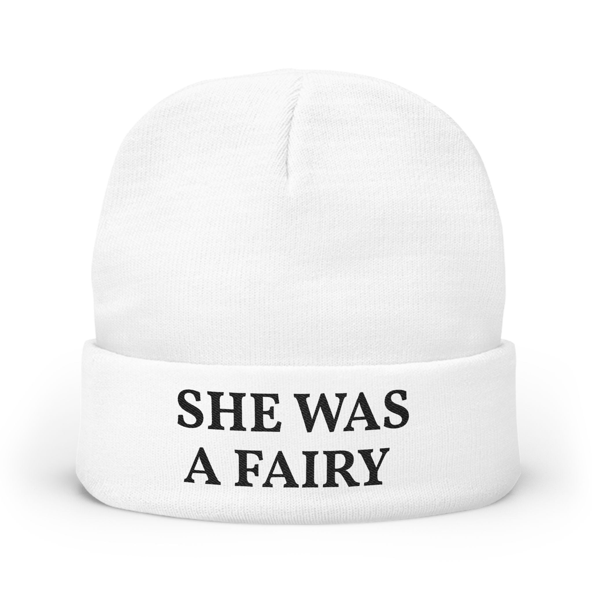 Embroidered 'She Was A Fairy' Knit Beanie — Cozy Feminine Winter Hat