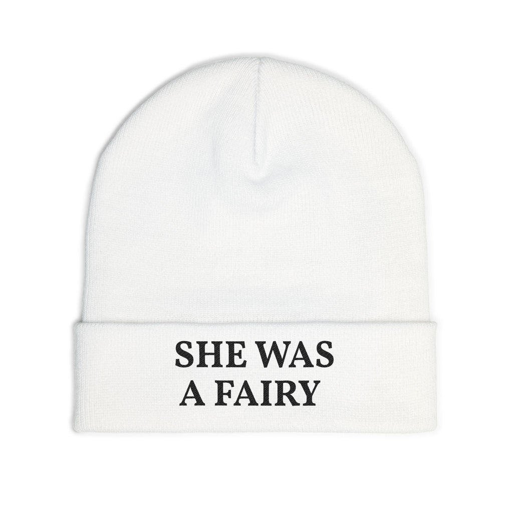 Embroidered 'She Was A Fairy' Knit Beanie — Cozy Feminine Winter Hat