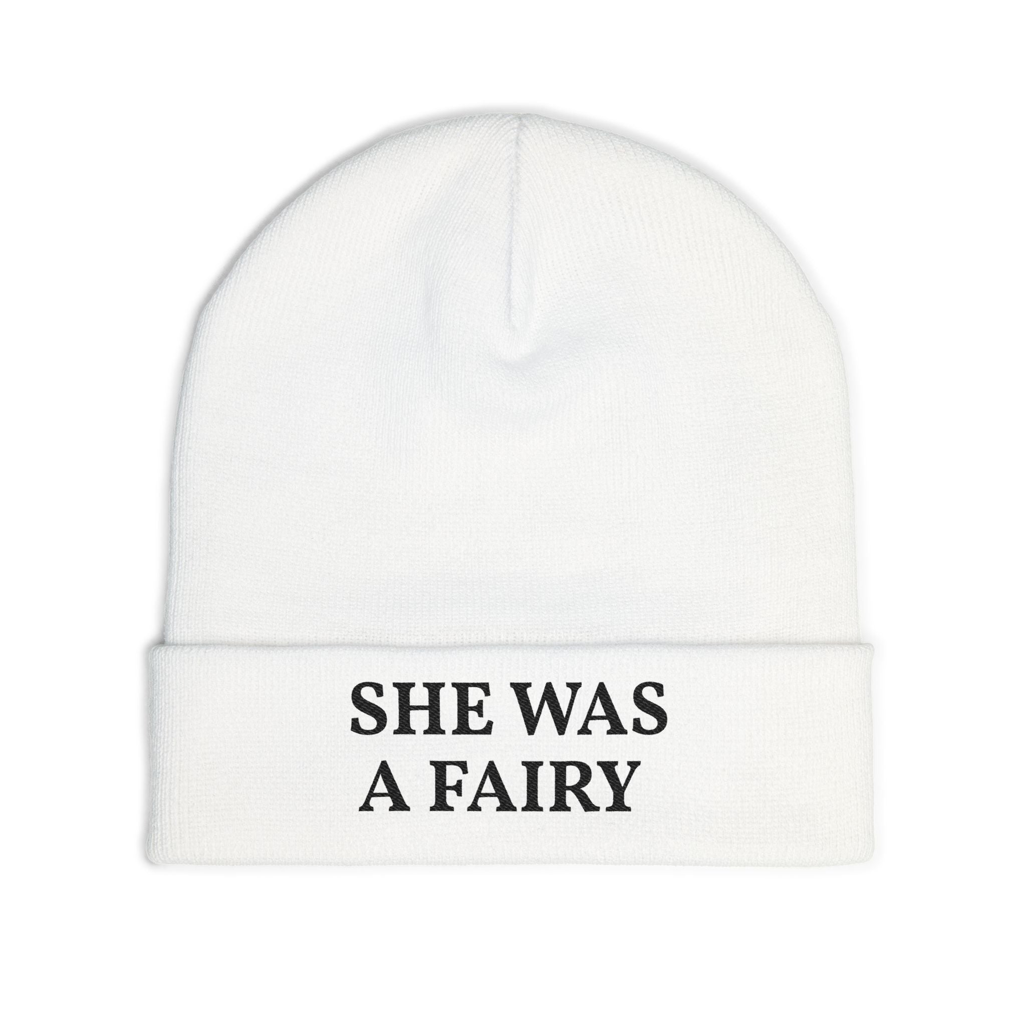 Embroidered 'She Was A Fairy' Knit Beanie — Cozy Feminine Winter Hat