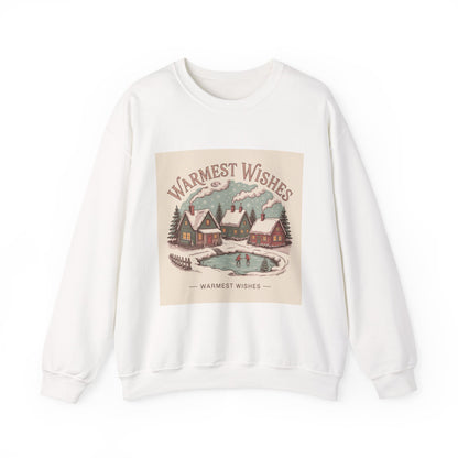 Warmest Wishes vintage Christmas postcard Crewneck Sweatshirt | retro holiday card design