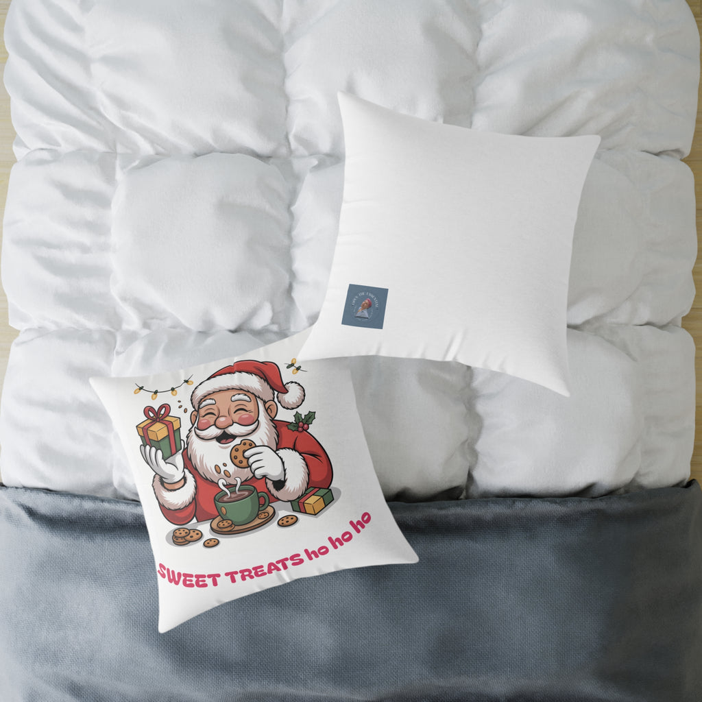 Santa Cookie and Cocoa Square Poly Canvas Pillow | Christmas Decor