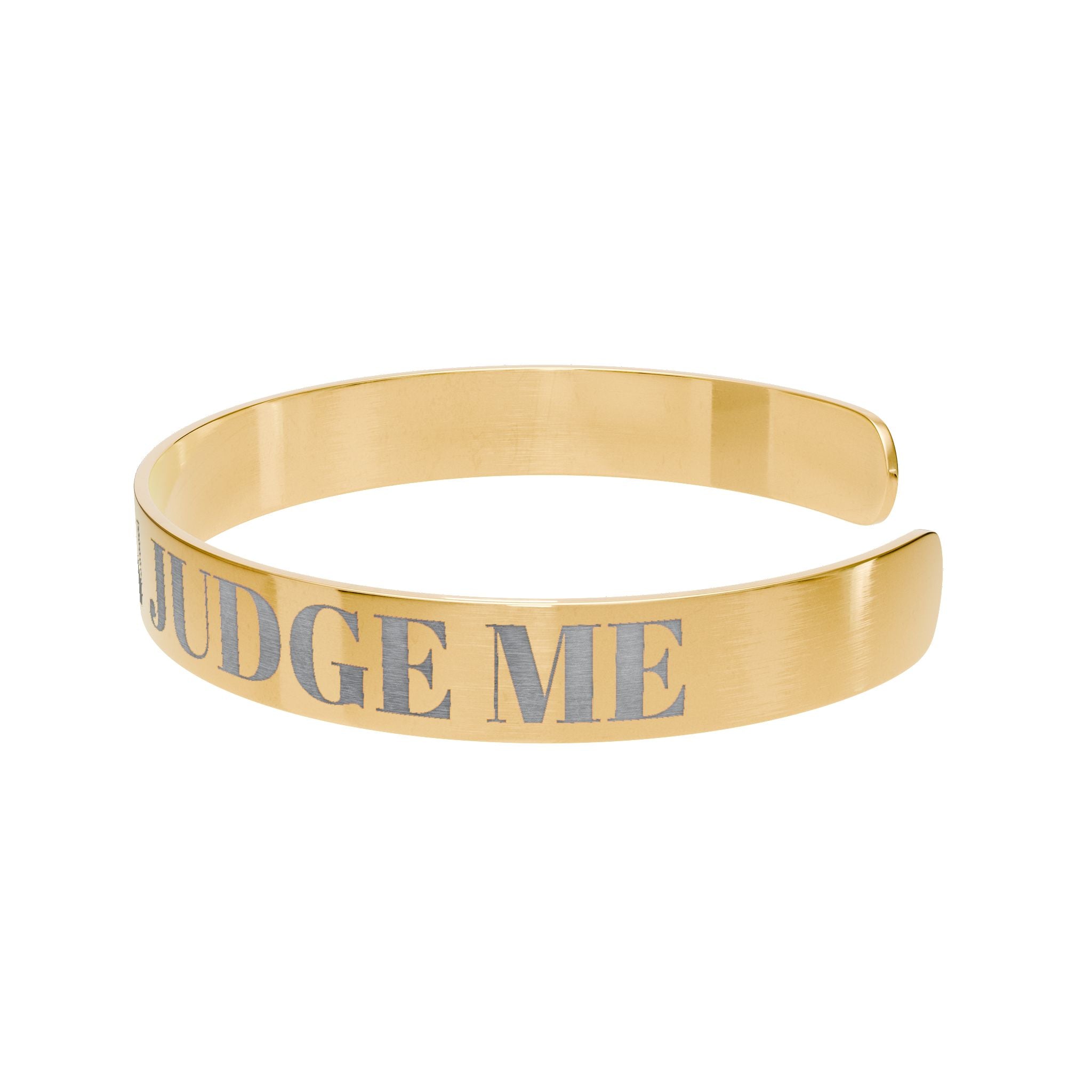 Engraved Gold Cuff Bracelet — "only god can judge me" bracelet