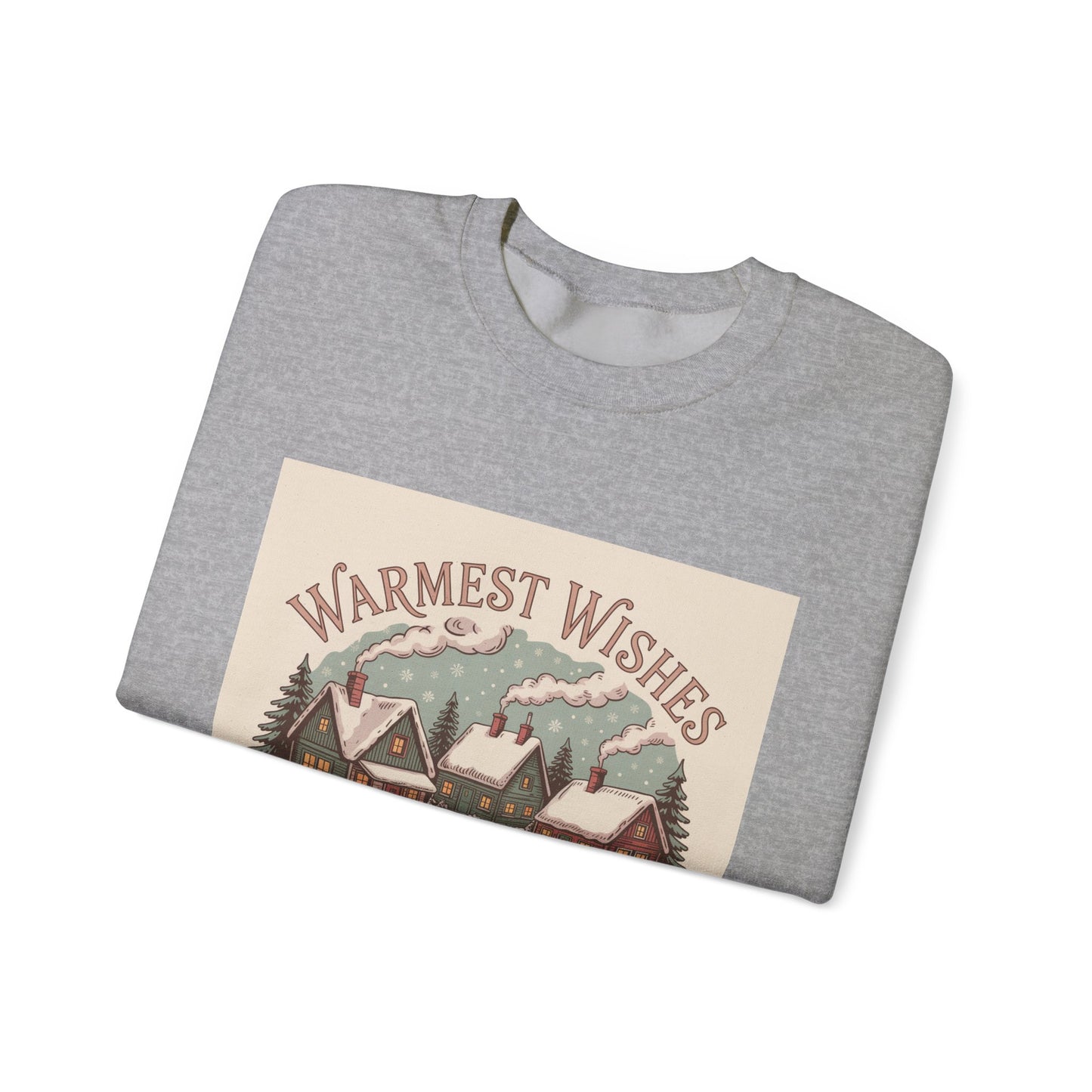 Warmest Wishes vintage Christmas postcard Crewneck Sweatshirt | retro holiday card design