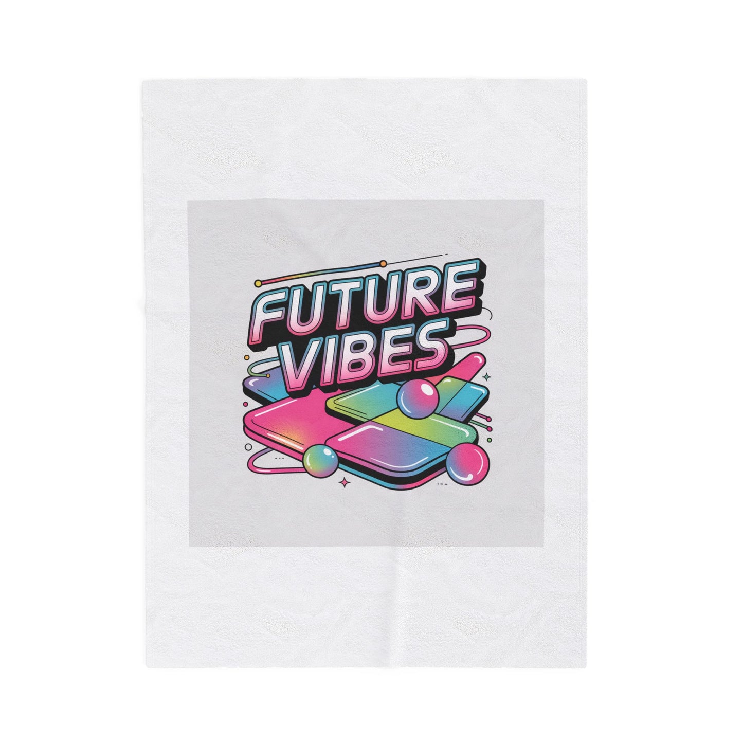 Future Vibes Velveteen Blanket | Y2K cyber holo aesthetic, retro tech print
