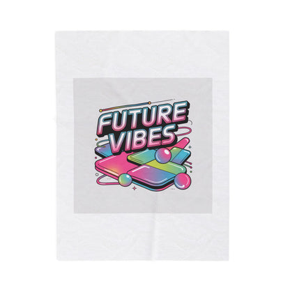 Future Vibes Velveteen Blanket | Y2K cyber holo aesthetic, retro tech print