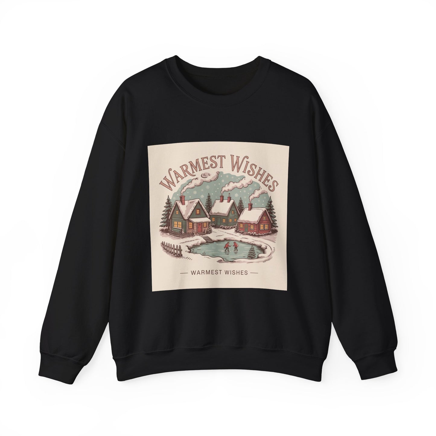 Warmest Wishes vintage Christmas postcard Crewneck Sweatshirt | retro holiday card design