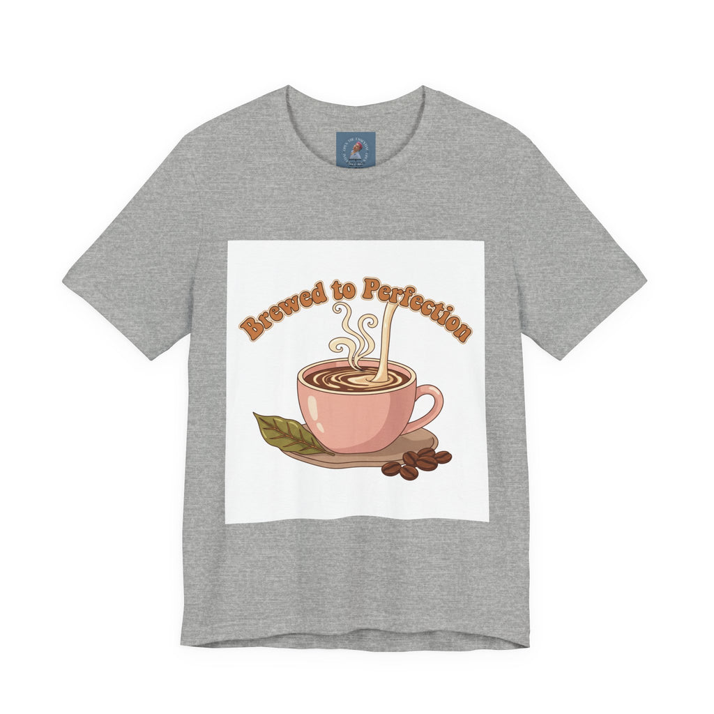 Brewed to Perfection Coffee Tee | latte art design, caffeine aesthetic