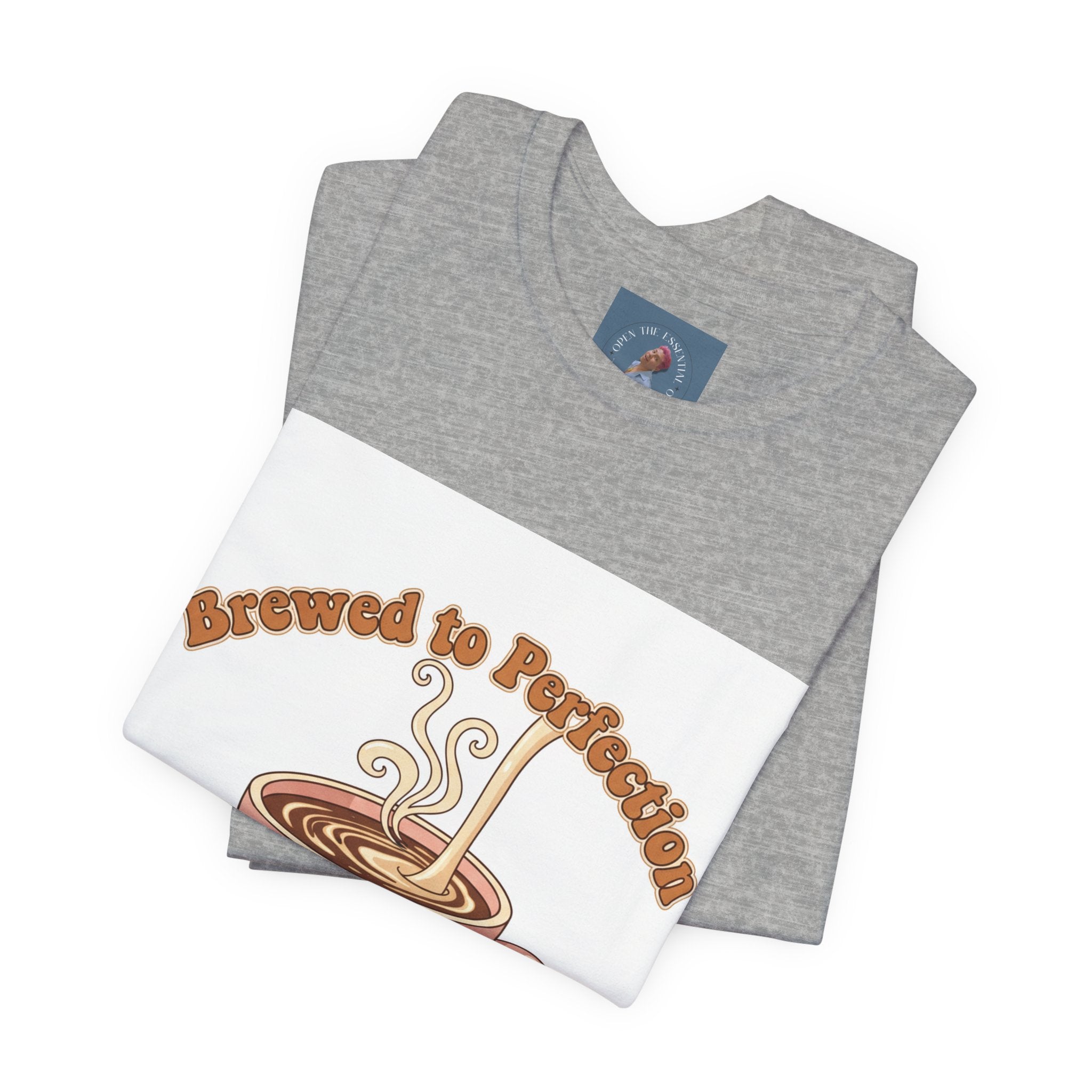 Brewed to Perfection Coffee Tee | latte art design, caffeine aesthetic