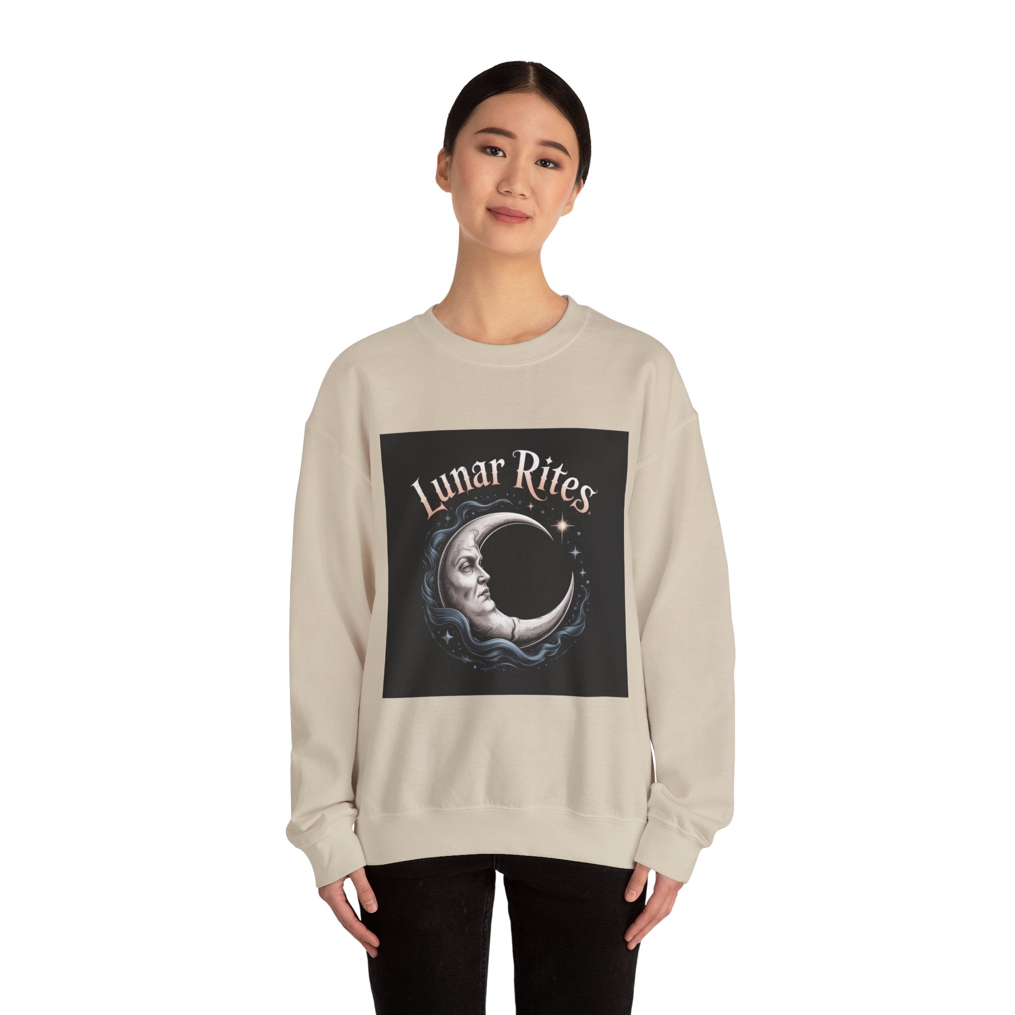 Lunar Rites Crewneck Sweatshirt | Witchy Christmas, Winter Solstice Art