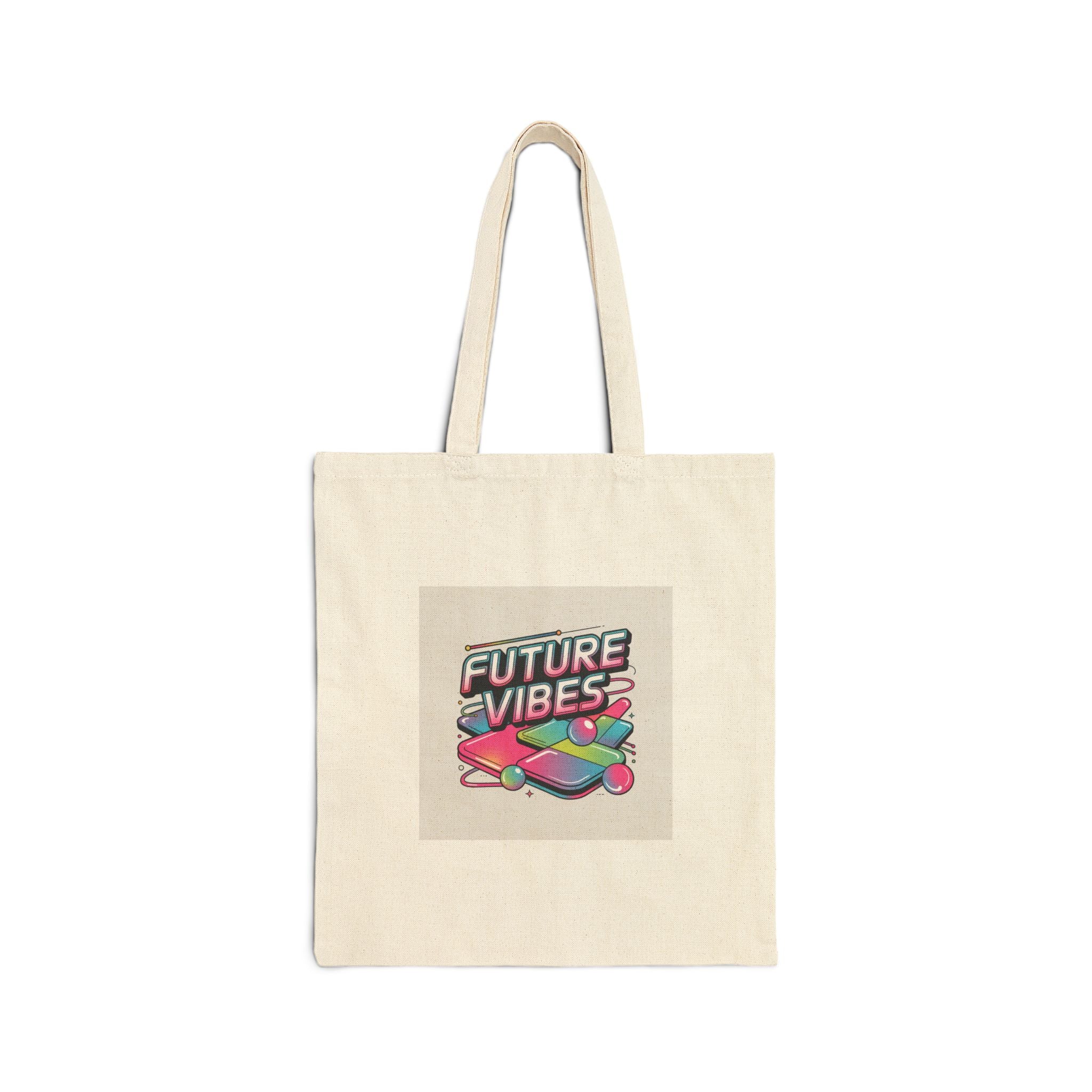 Future Vibes Tote, Y2K Cyber Holo Aesthetic, retro tech chrome text