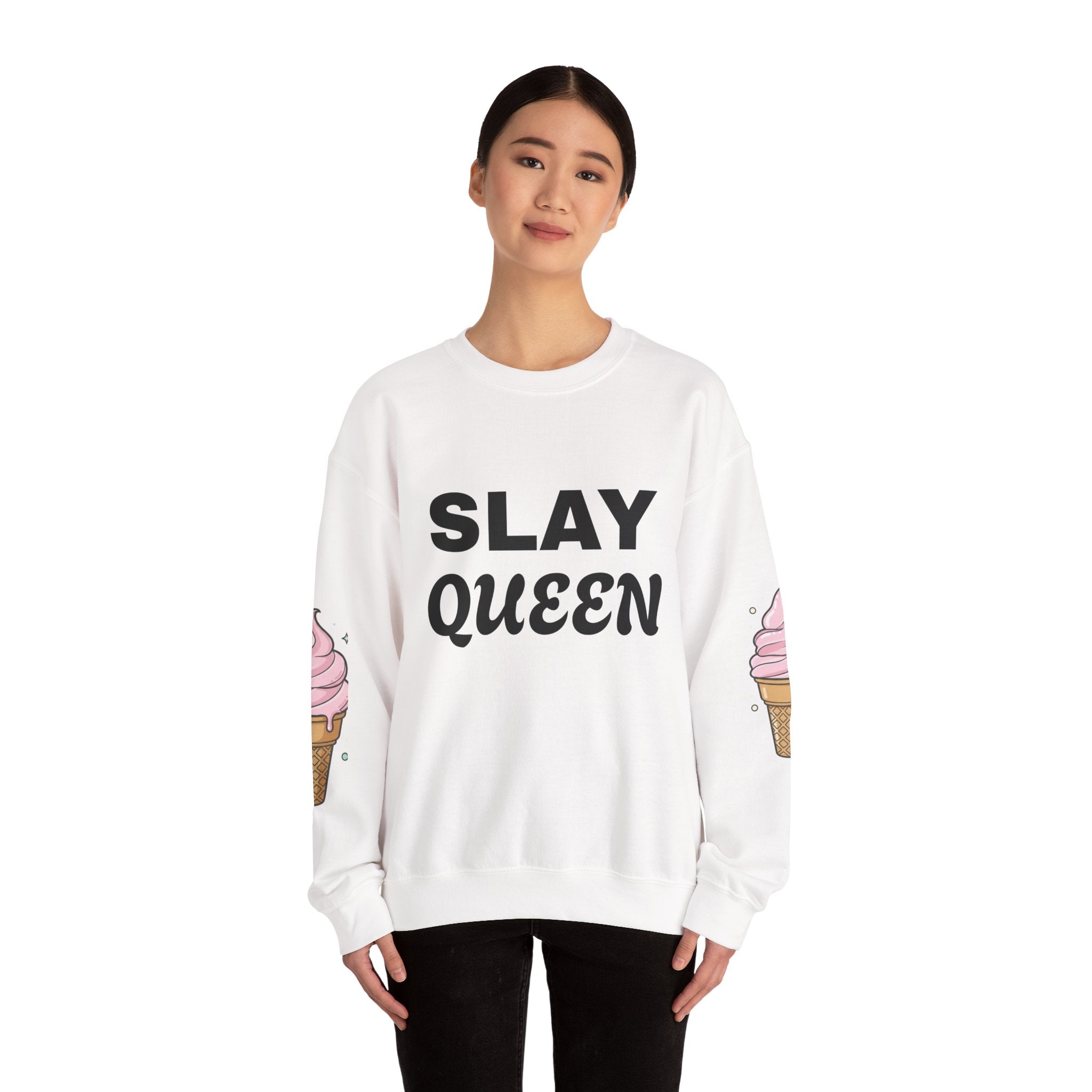 Slay Queen ICE CREAM CONE Crewneck Sweatshirt — 'Gen Z' Back Shine