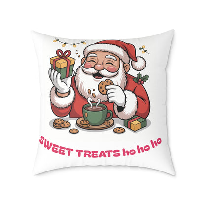 Santa Cookie and Cocoa Square Poly Canvas Pillow | Christmas Decor