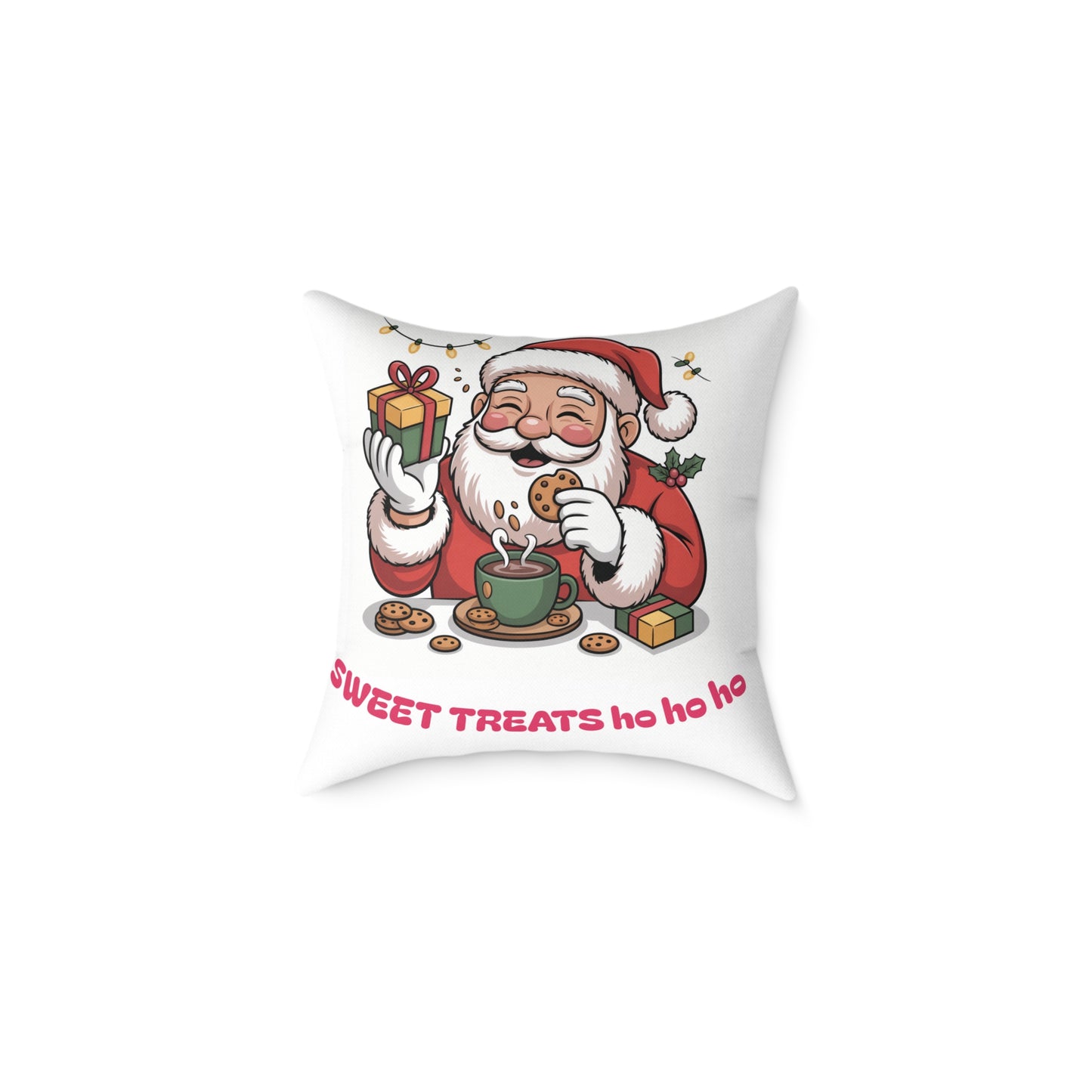 Santa Cookie and Cocoa Square Poly Canvas Pillow | Christmas Decor
