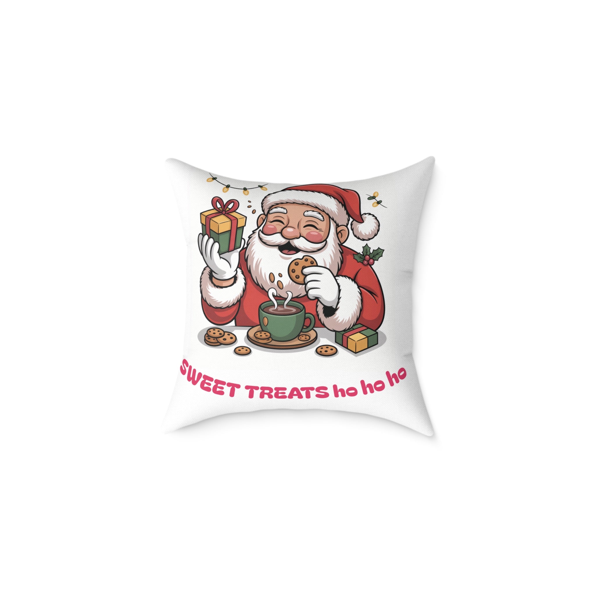 Santa Cookie and Cocoa Square Poly Canvas Pillow | Christmas Decor