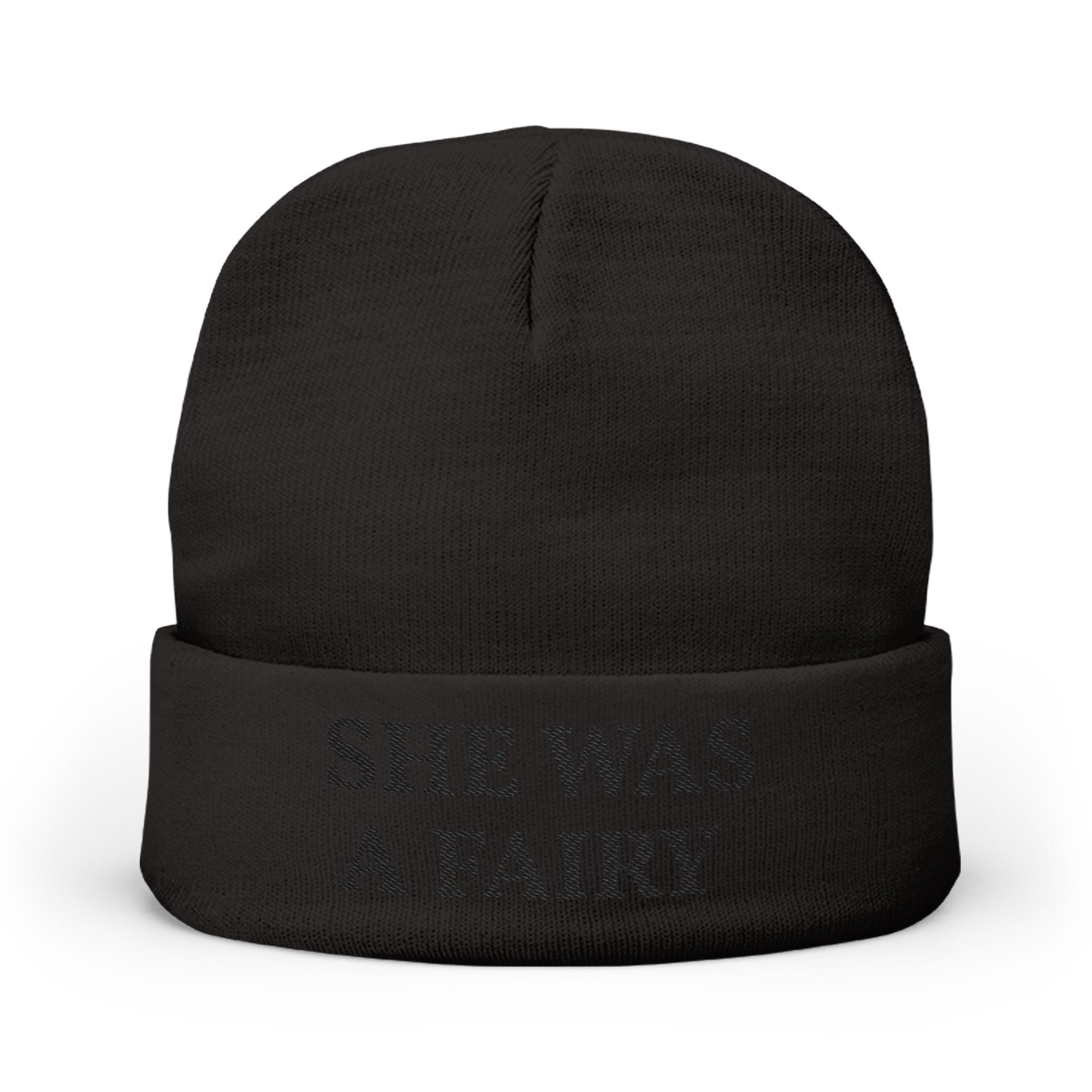 Embroidered 'She Was A Fairy' Knit Beanie — Cozy Feminine Winter Hat