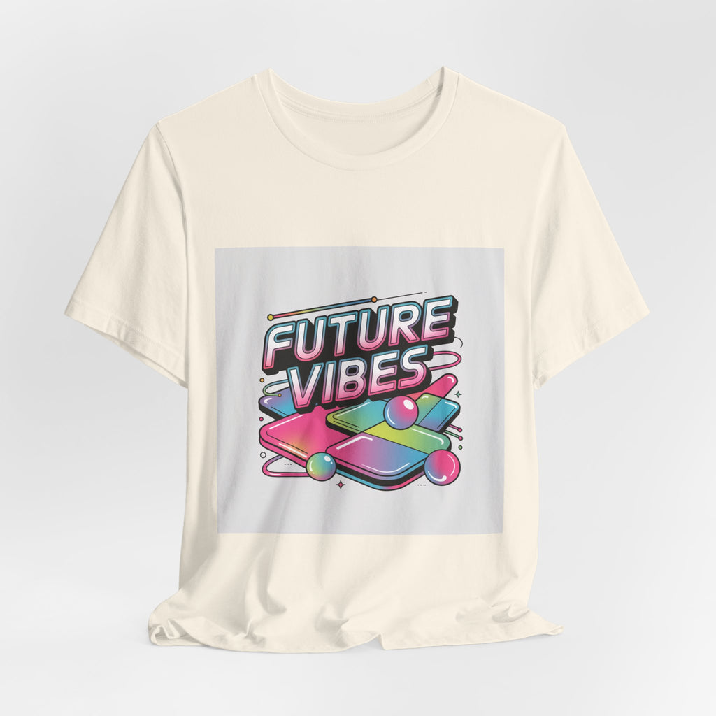 Future Vibes Tee | Y2K Cyber Holo, chrome text retro tech print